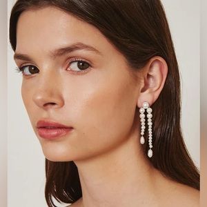 Chan Luu White Pearl Waterfall Earrings